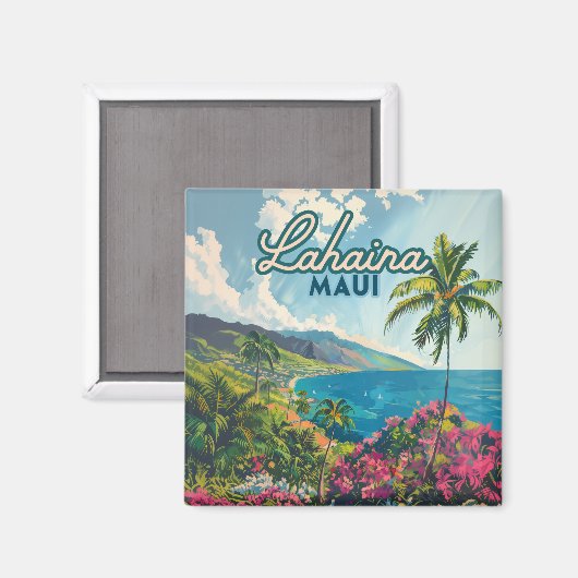 Aimant Lahaina Maui Hawaii Beach Coast Retro (Recto/Verso)