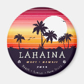 Aimant Lahaina Maui Hawaii Retro Sunset Palm Trees 60s (Devant)