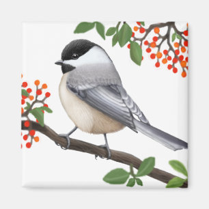 Aimant L'aimant d'oiseau de Chickadee couvert par noir
