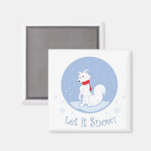 Aimant Laisse-Le Neiger ! (Renard arctique) (Recto/Verso)