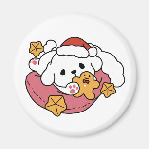 Aimant Laisser la joie des fêtes - Noël de chien mignon