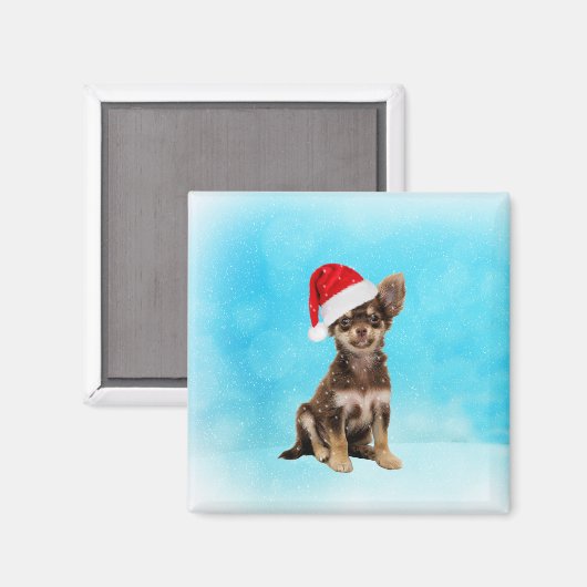 Aimant Laisser neiger Noël Chihuahua Chig porter le Casqu (Recto/Verso)