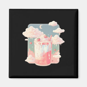 Aimant Lait de fraise Milkshake Kawaii Lofi Cute Pastel