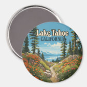 Aimant Lake Tahoe California Nevada Retro Travel (Recto/Verso)