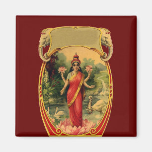 Aimant Lakshmi, la déesse hindoue à fleurs de lotus vinta