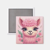 Aimant Lama bébé rose souriant (Recto/Verso)