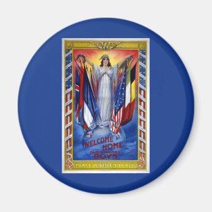 Aimant L'Amérique patriotique vintage, Paix Justice Liber
