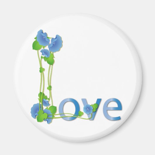 Aimant L'amour dans les fleurs bleues (Devant)