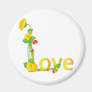 Aimant L'amour dans les fleurs jaunes