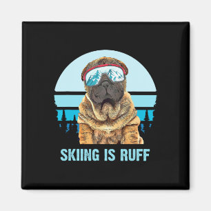 Aimant L'amour de l'hiver pour le ski de Shar-Pei chinois