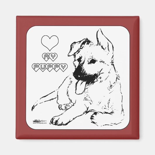 Aimant L'amour des chiots (Devant)