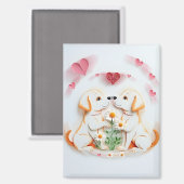 Aimant L'amour des chiots (Recto/Verso)