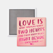 Aimant L'amour est deux coeurs, rose (Recto/Verso)