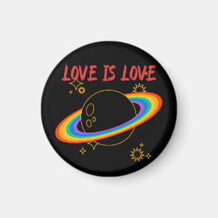 Aimant L'amour est l'amour. Planète arc-en-ciel. LGBTQ+fi