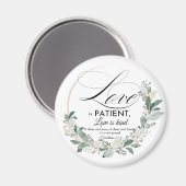 Aimant L'amour est patient - 1 Cor 13:4 Couronne de feuil (Recto/Verso)