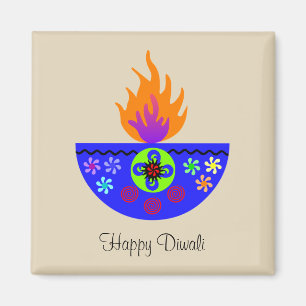 Aimant Lampe colorée Diya de Diwali