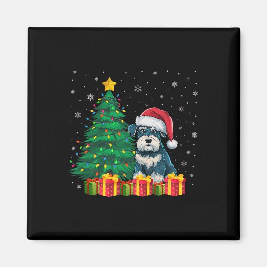 Aimant Lampe de Noël de Schnauzer Santa Hat (Devant)