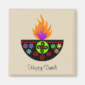 Aimant Lampe Diwali colorée Diya (Devant)