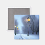 Aimant Lampes De Rue Fluant En Hiver Pays Des Merveilles (Recto/Verso)