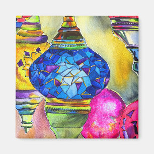 Aimant Lampes turques mosaïque aquarelle beaux-arts