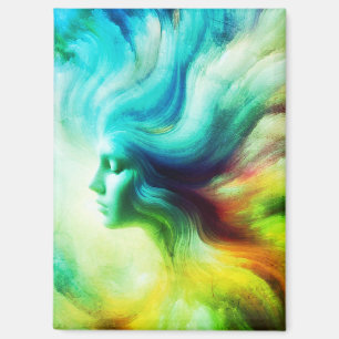 Aimant L'ange coloré et vaporeux sur le devant d'un 'réfr