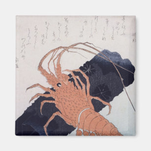 Aimant Langoustine avec un bloc du charbon de bois,