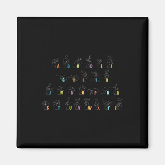 Aimant Langue des signes Alphabet Design Sensibilisation  (Devant)
