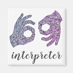 Aimant Langue des signes américaine "Interpreter" (Ombr