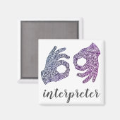 Aimant Langue des signes américaine "Interpreter" (Ombré) (Recto/Verso)