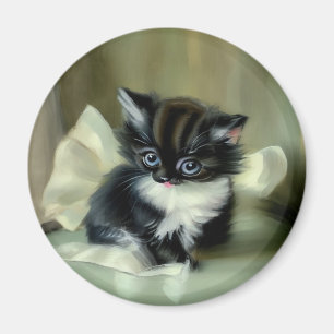 Aimant Langue vintage de Kitten noir et blanc