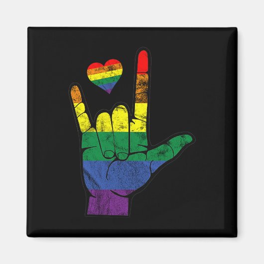 Aimant Langues des signes gay pride ASL LGBT Sensibilisat (Devant)