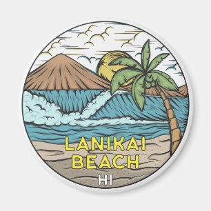Aimant Lanikai Beach Hawaii Vintage