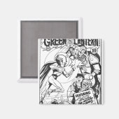 Aimant Lanterne verte contre le magicien des puces, noir (Recto/Verso)