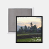 Aimant Laos, Coucher de soleil au-dessus des rizières (Ma (Recto/Verso)