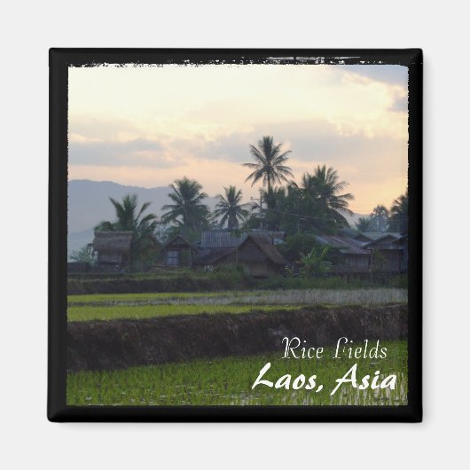Aimant Laos, Coucher de soleil au-dessus des rizières (Ma (Devant)