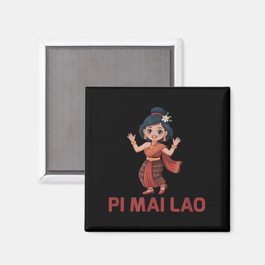 Aimant Laos Nouvel An Fille Pi Mai Lao (Recto/Verso)
