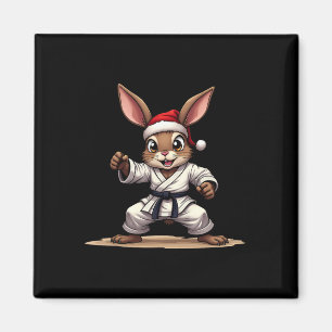 Aimant Lapin Animal Drôle En Uniforme Karate Pour Christm