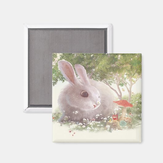 Aimant Lapin avec Fleurs (Recto/Verso)
