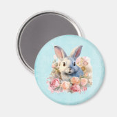 Aimant Lapin avec une guirlande de roses Mignon (Recto/Verso)