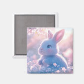 Aimant Lapin bébé adorable dans un champ de fleurs (Recto/Verso)
