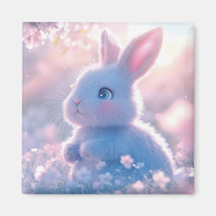 Aimant Lapin bébé adorable dans un champ de fleurs