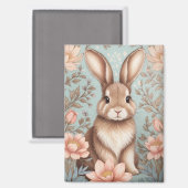 Aimant Lapin Bébé Mignon Floral Pastel (Recto/Verso)