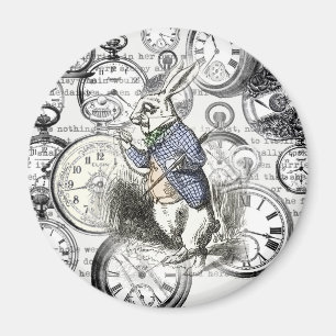Aimant Lapin Blanc Alice au Pays des Merveilles Horloges 