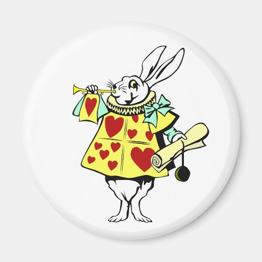 Aimant Lapin blanc d'Alice dans le Bouton Wonderland (Devant)