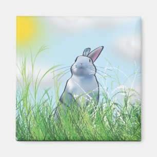 Aimant Lapin dans l'herbe