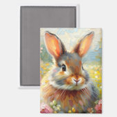 Aimant Lapin dans un champ fleuri  (Recto/Verso)