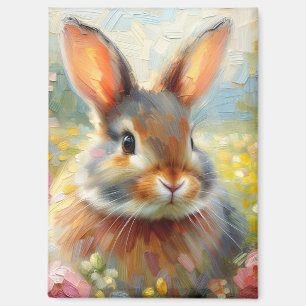 Aimant Lapin dans un champ fleuri