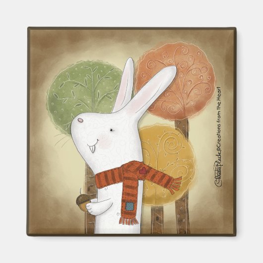 Aimant Lapin de bois avec maïs (Devant)
