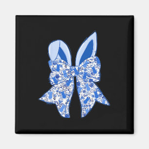 Aimant Lapin de Chinoiserie Vintage Bleu et Blanc Ha