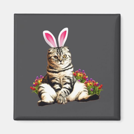 Aimant Lapin de fleur de tulipe de Pâques (Devant)